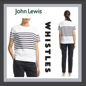 John Lewis & Partner’s Whistles Placement Stripe 100% Slub Linen Knit Top Size S